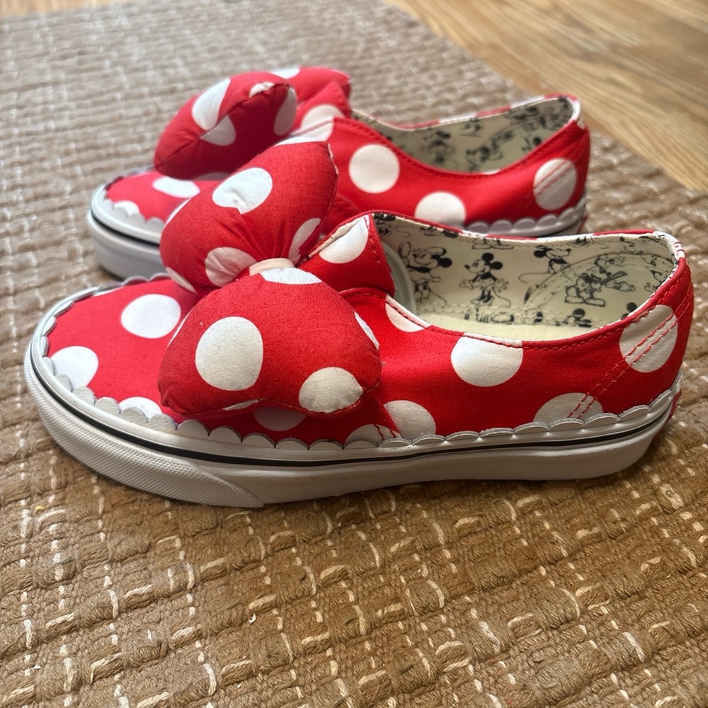 Disney Red and White Polka Dot Sneakers with Bow